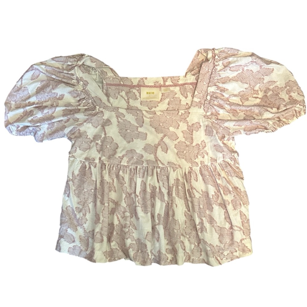 Mauve by Anthropologie Ruffled Smocked Cap Sleeve Blouse